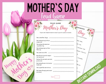 Mother's Day Family Feud Game, Mother's Day Feud Game, Family Activities for Mom, Mother's Day Party Game, Mother's day Quiz, Family Games