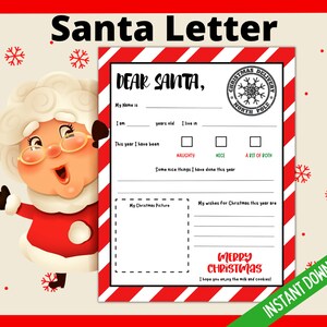 Carta a Papá Noel, Carta de Navidad a Papá Noel, Lista de deseos de Papá Noel, Carta de Querido Papá Noel, Carta de Papá Noel, Carta de Navidad para que los niños escriban