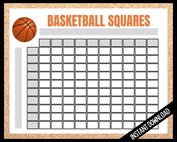 Basketball Squares March Madness Game Squares Printable NCAA 