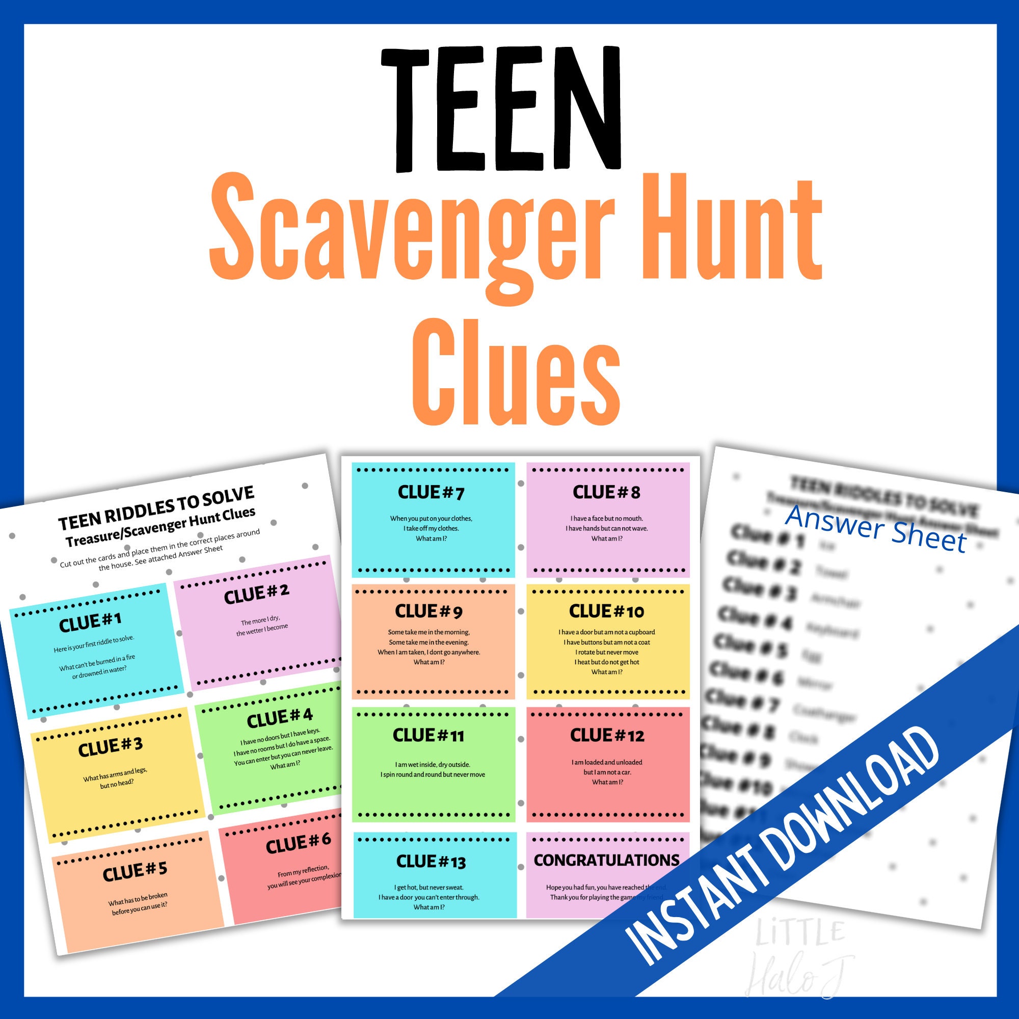 Teen Scavenger Hunt Treasure Hunt Teen Clues Birthday Etsy