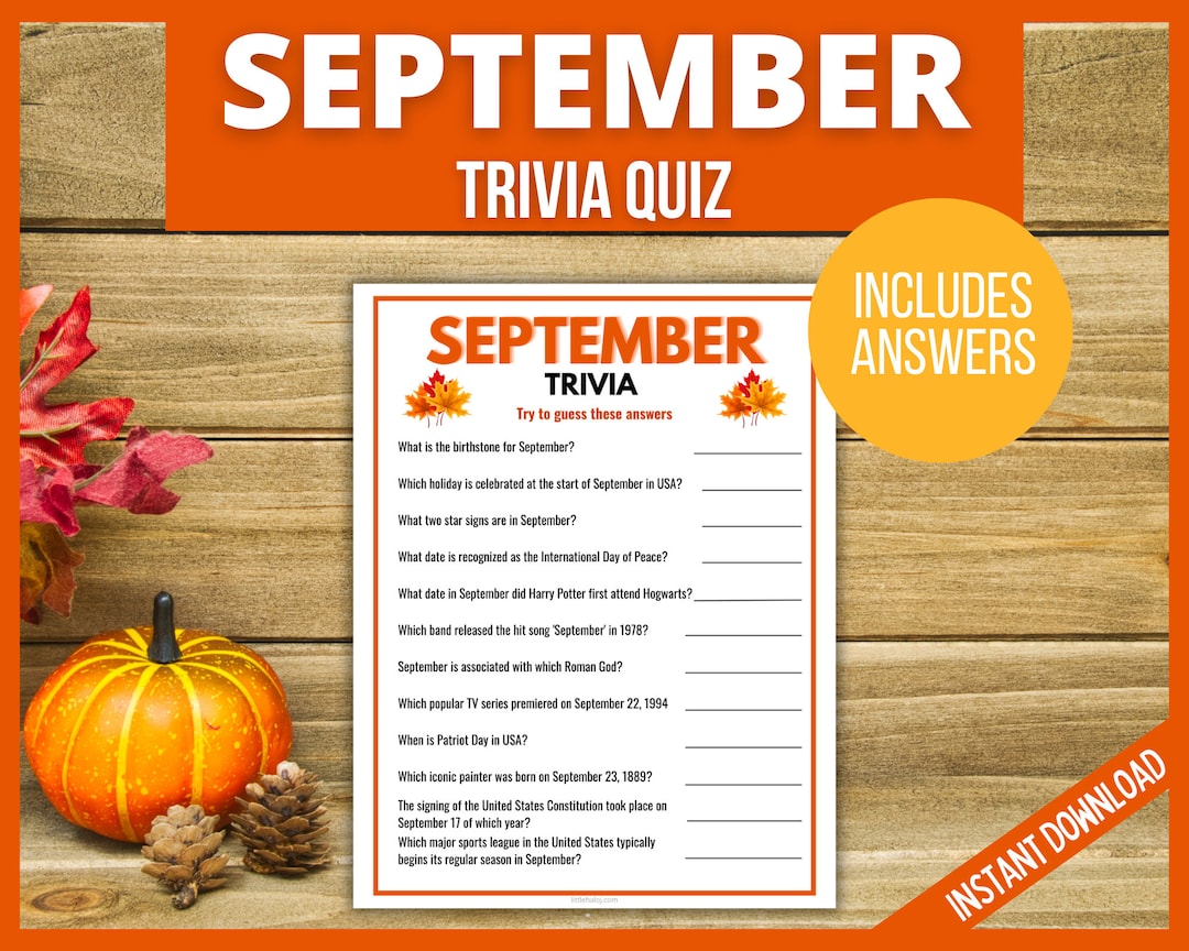 September Trivia Game, Fall Trivia Quiz, Autumn Games, Fall Printable ...