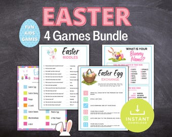 Easter Games Bundle for Kids, Printable Easter Party Games, Easter Activity, Classroom Easter Game, Fun Easter Games Bundle