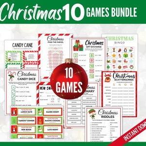 Christmas Games Bundle, Xmas Party Games Bundle Printables, Christmas Party Games, Holiday Games For Kids, 10 Printable Xmas Games image 1