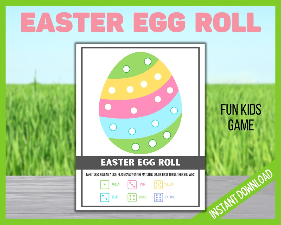 Kids Easter Egg Roll Game, Easter Kids Games Printable , Easter Egg