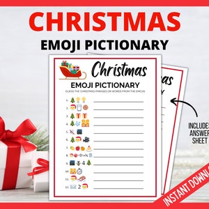 Christmas Emoji Pictionary Game, Fun Christmas Game, Xmas Emoji Game, Fun Christmas Activity, Christmas Game, Holiday Emoji Quiz Game