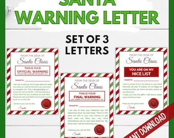 Santa Warning Letter, Bad Behavior Letter, Naughty List Warning, Nice List Letter, Christmas Letter From Santa, North Pole Naughty List