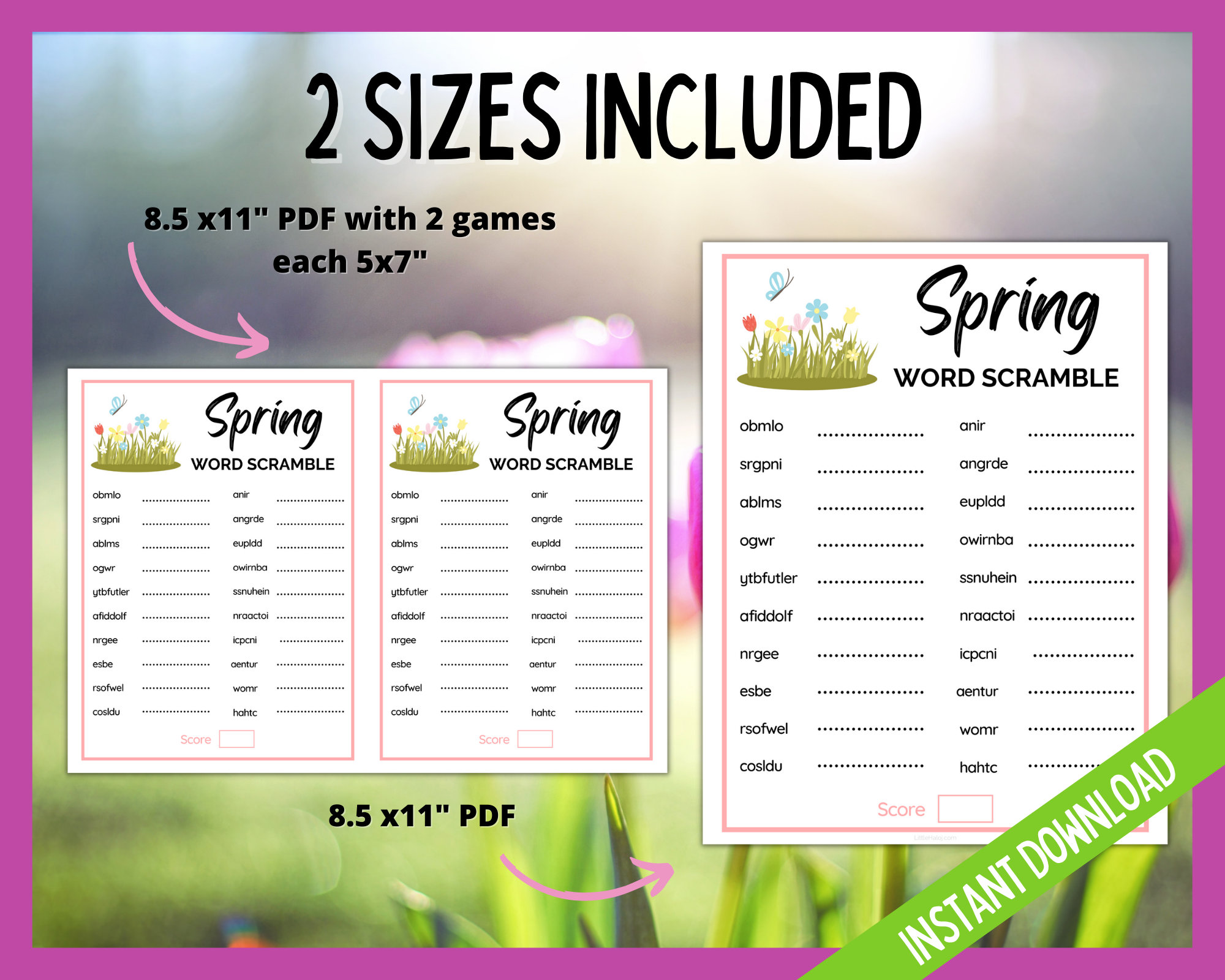 Spring Word Scramble Game, Printable Spring Game, Spring Activity for ...