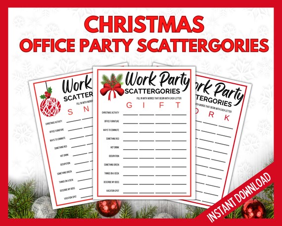 Holiday Office Party Scattergories, Work Party Scattergories Games, Work  Holiday Party Games, Office Christmas Party Game, Xmas Party Games by  Little HaloJ | Catch My Party