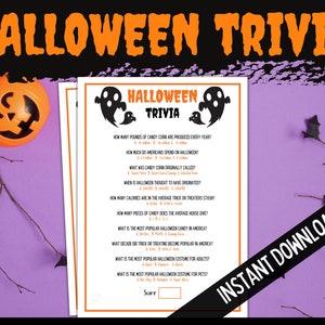 Halloween Trivia, Halloween Party Game, Halloween Quiz, Trivia Night Game, Teen Halloween Party, Tween Halloween Party, Adult Party Games