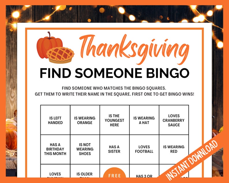 Thanksgiving Find Someone Who Game, Thanksgiving Printable Games, Thanksgiving Fun Games, Thanksgiving Party Games, Friendsgiving,Icebreaker image 2