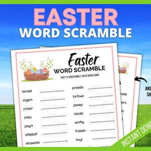 Easter Word Scramble, Easter party Games, Easter Word Unscramble Party Game, Kids Easter Game, Teen Easter Word Game, Holiday Activity image 1