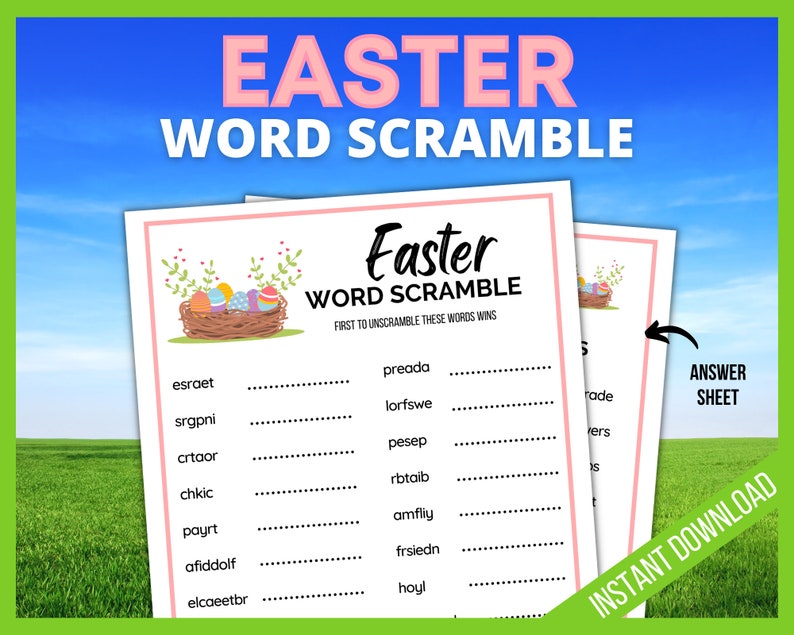 Easter Word Scramble, Easter party Games, Easter Word Unscramble Party Game, Kids Easter Game, Teen Easter Word Game, Holiday Activity image 1