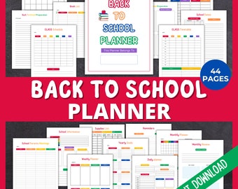 Afdrukbare terug naar school planner, schoolplanner, schoolkalender, leerlingplanner, takenlijsten, schooltaken, wekelijks overzicht