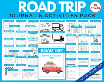 Road Trip Games Printable, Kids Teens Family Road Trip Planner, Family Vacation Road Trip Car Games, Travel Printables, Road Trip Journal