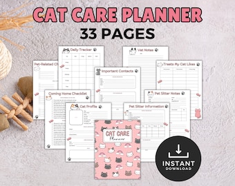 Planner stampabile per la cura del gatto, monitoraggio della salute degli animali domestici, liste di controllo per animali domestici, cartella clinica veterinaria per gatti, note sugli animali domestici, manuale per gatti, cartella clinica per gattini