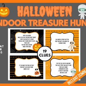 Kids Indoor Halloween Treasure Hunt, Halloween Party Games for Kids, Halloween Scavenger Hunt Clues, Children's Halloween Games, Kids Games image 1