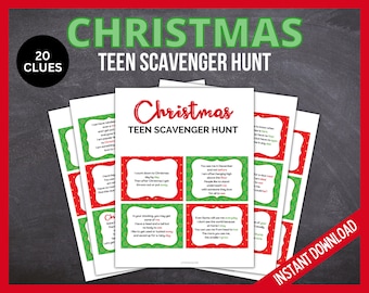 Teen Christmas Scavenger Hunt Riddles, Christmas Treasure Hunt Clues, Older Kids, Teenage, Adult, Christmas Activity, Christmas Gift Hunt