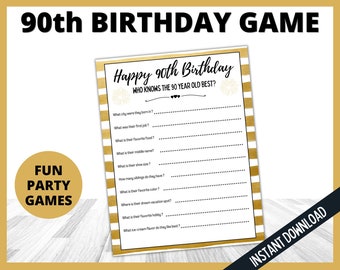 90th Birthday Party Games, Who Knows the 90 Year Old Best, Fun Party Games for your 90th Birthday, 90th Birthday Celebrations