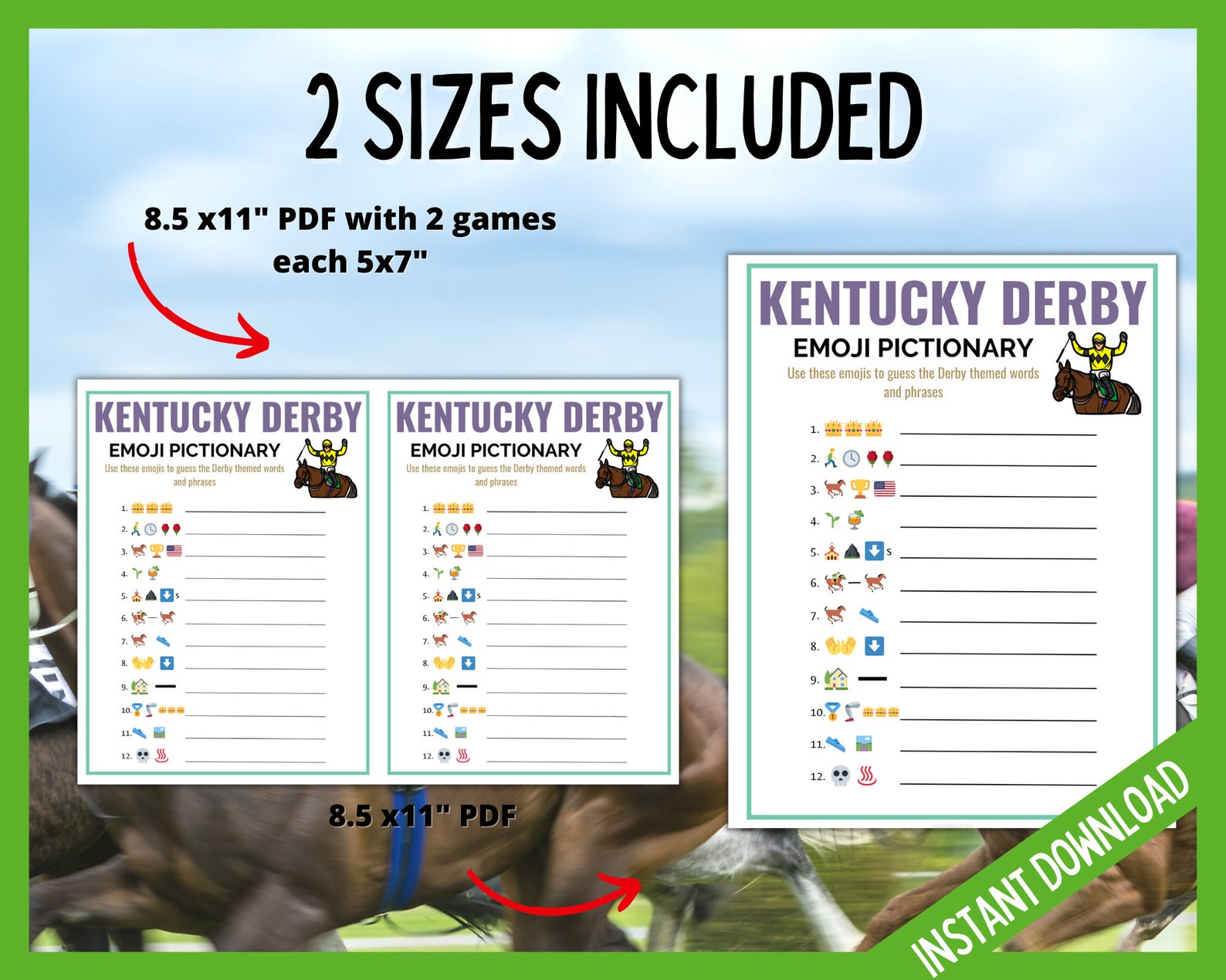 Kentucky Derby Emoji Pictionary Emoji Pictionary Printable Etsy
