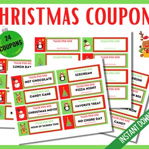 Cupones de Navidad, Libro de cupones de Navidad para niños, Cupones de Navidad imprimibles, Cupones de vacaciones, Libro de cupones para niños, Ideas de relleno de medias
