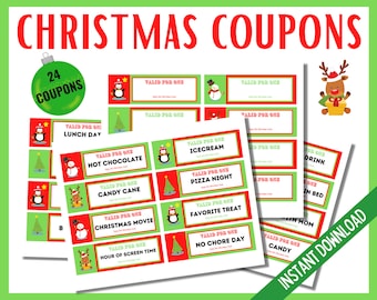 Christmas Coupons, Christmas Coupon Book for Kids, Printable Christmas Coupons, Holiday Coupons, Kid's Coupon Book, Stocking Stuffer Ideas