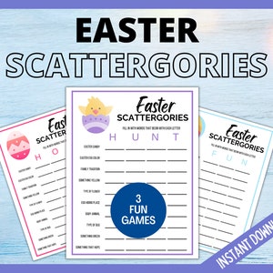 Easter Scattergories, Easter Bunny Scattergories Printable Game, Easter Word Game, Fun Family Party Games, Kids Teens and Adults Easter Game