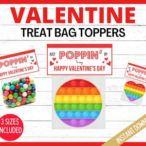 Valentine's Day Treat Bag Topper, Valentines Poppin Gift Tags, Valentines Popping Gift Tag, Kids Valentines Day Cards, Printable Candy image 1