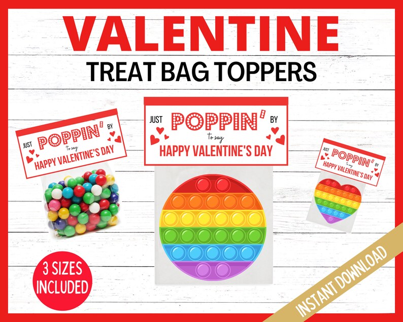 Valentine's Day Treat Bag Topper, Valentines Poppin Gift Tags, Valentines Popping Gift Tag, Kids Valentines Day Cards, Printable Candy image 1