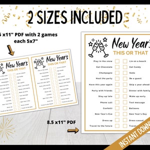 New Year's Eve This or That, New Years Eve Would You Rather Game, NYE Party Game, New Years Party Game, Kids, Teens and Adult Games image 2