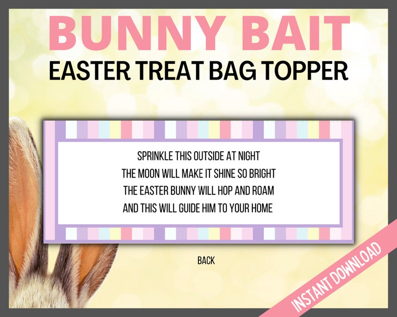 Easter Bunny Bait Printable Treat Bag Topper, Kids Easter Bunny Card, Easter Favor, Easter Gift Tags, Easter Cards, Printable Candy Topper image 2