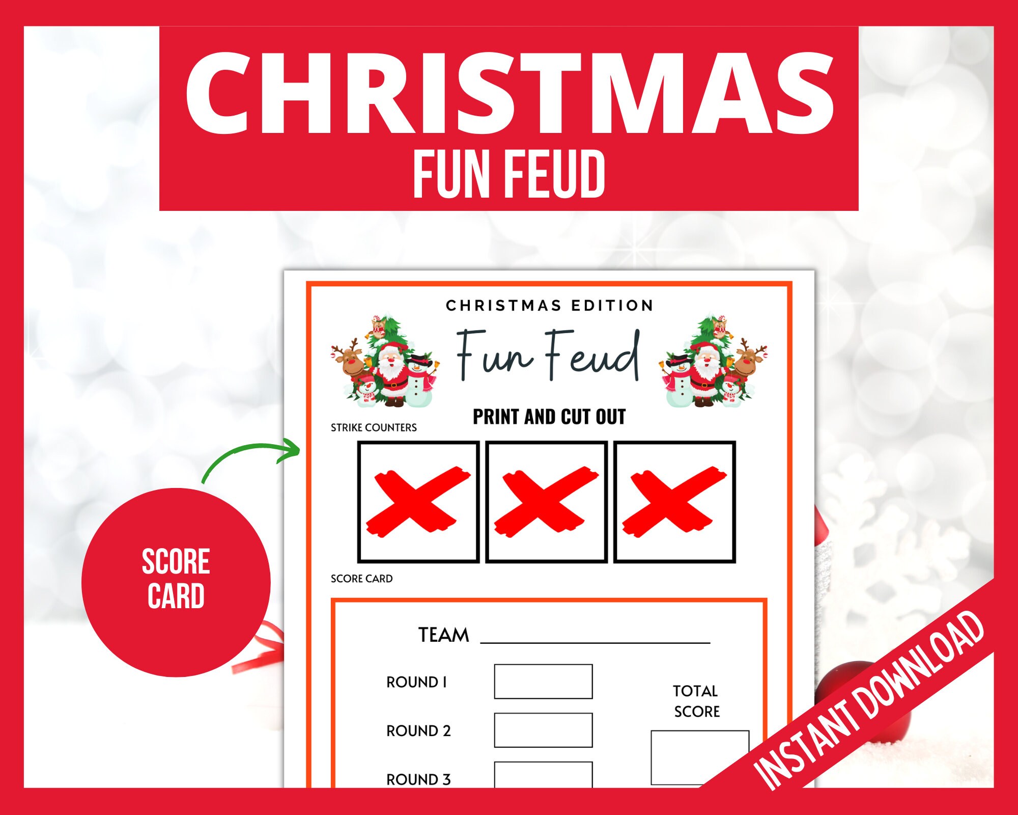 Fun Christmas Feud Game Printable Family Game Christmas - Etsy