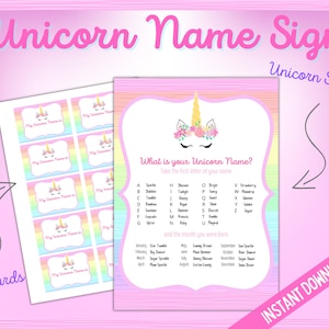 Unicorn Name Sign, Unicorn Name Printable Sign