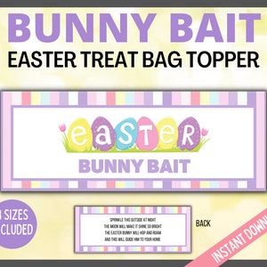 Easter Bunny Bait Printable Treat Bag Topper, Kids Easter Bunny Card, Easter Favor, Easter Gift Tags, Easter Cards, Printable Candy Topper image 1