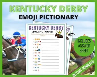Kentucky Derby Emoji Pictionary, Emoji Pictionary Printable Game, Triple Crown Party Game, Horse Race Printable Game, Kentucky Derby Party