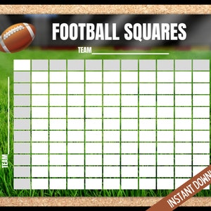 Printable Football Squares Game, Football Party Games, Sunday Football, Football Party Games