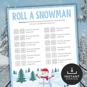 Roll a Snowman Printable Game, Christmas Games for Kids, Winter activity, Classroom Game, Holiday dice game, Christmas Roll Dice Party Game
