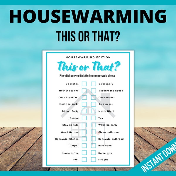 Housewarming Printable Game, Housewarming This or That Game |  Would you Rather? | New House, Housewarming Party Games, Homeowner game
