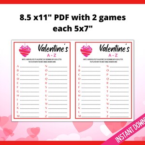 Valentine's Day A-Z Game, Valentine's Day Game, Galentine's Day Party Games, V-Day Games, Fun Valentines Day Games, Valentines Printables image 4