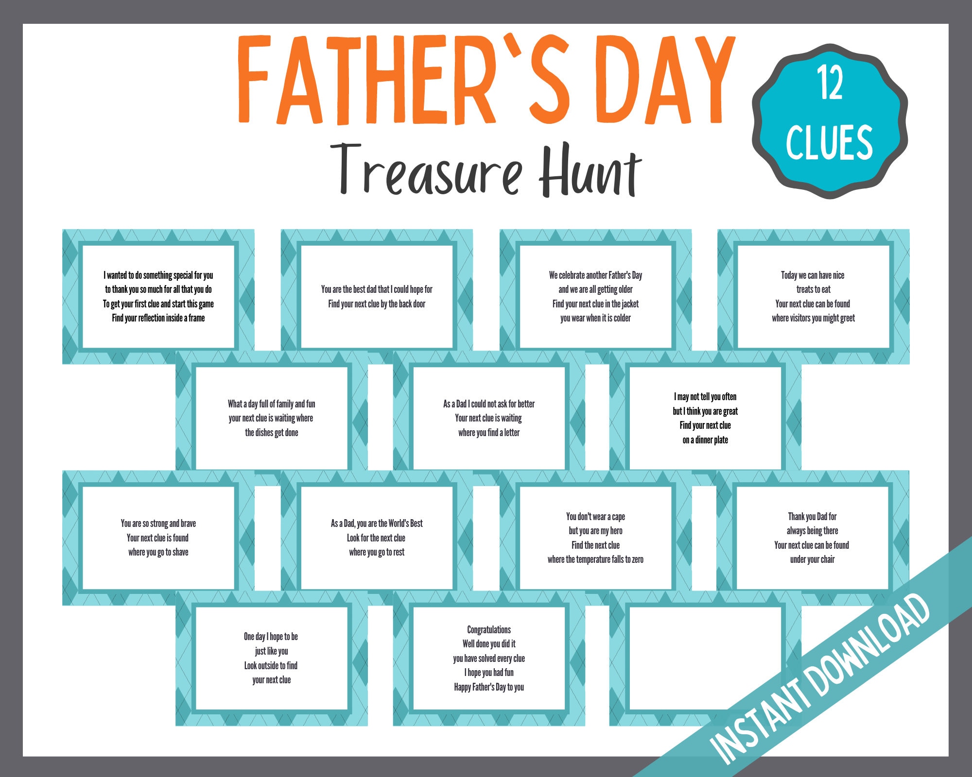 Father's Day Treasure Hunt, Fathers Day Scavenger Hunt, Fun Dad A…