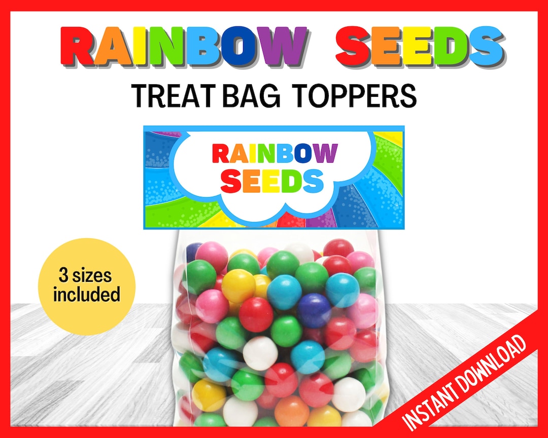 Rainbow Seeds Card, Rainbow Seeds Treat Bag Topper, Rainbow Gift Tags ...