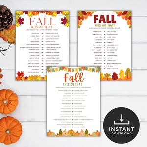 Fall Would You Rather Game, This or That Game, Printable Party Game, Ice Breaker Activity, Kids, Teens, Adults