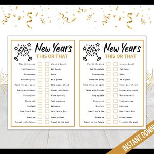 New Year's Eve This or That, New Years Eve Would You Rather Game, NYE Party Game, New Years Party Game, Kids, Teens and Adult Games image 3