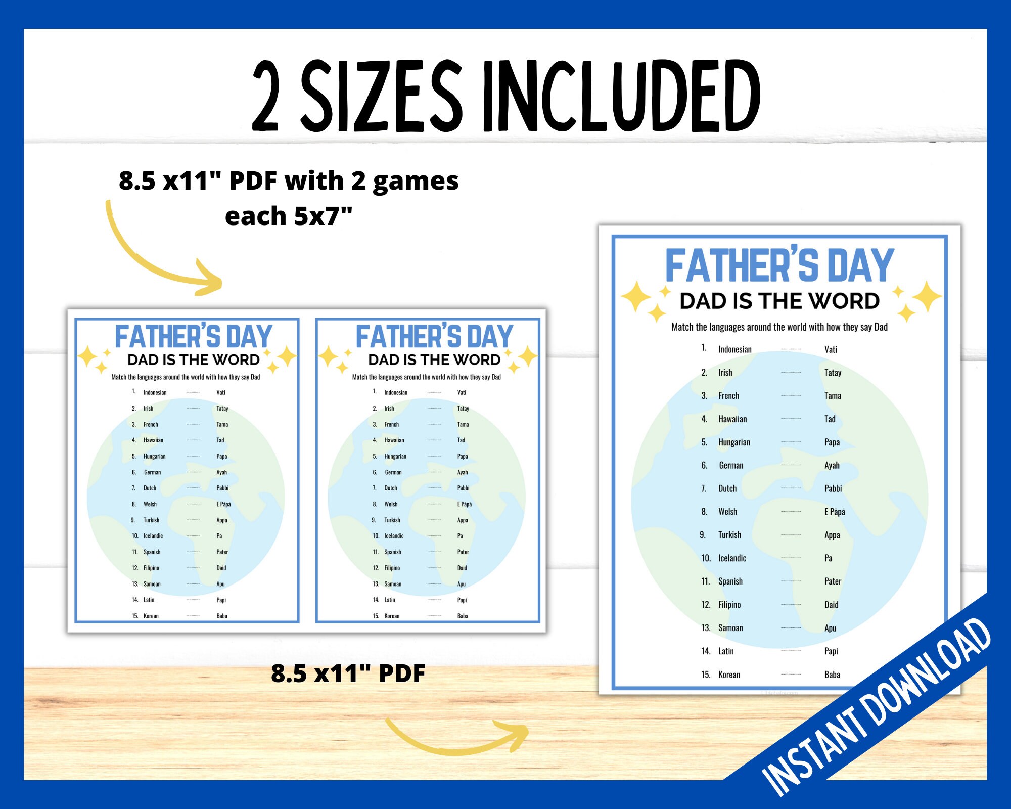 Father's Day Printable Game Fun Dad Games Dad Around the 