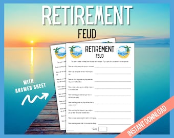 Retirement Feud Game, Retirement Games, Retirement Party Games, Retirement Party Ideas, Retiree, Co-worker retirement, instant download
