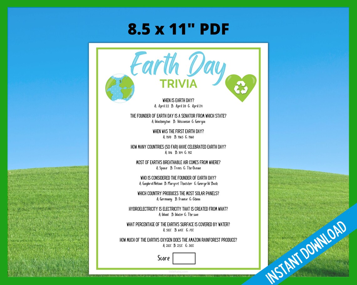 Earth Day Trivia Printable Earth Day Trivia Games Earth Day Etsy Earth Day Trivia Printable Earth Day Trivia Games Earth Day Etsy