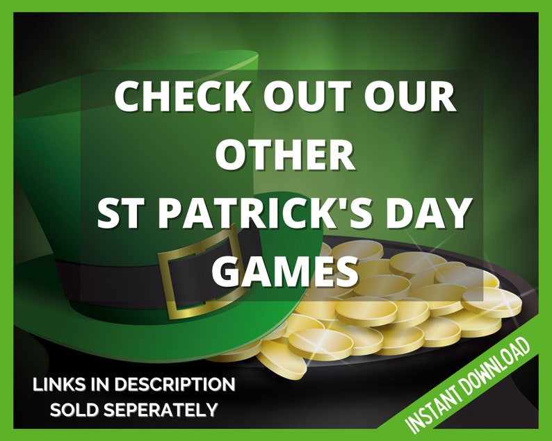 All Things Green Trivia, St Patrick's Day Green Trivia, St Patricks Day Games, Teen St Patricks Day, St Paddy's Party Games, Trivia Game image 6