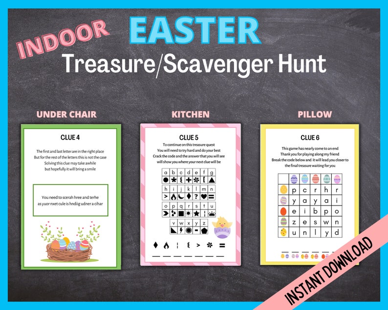 Easter Treasure Hunt for Teens, Easter Egg Scavenger Hunt for older kids, Teenager Easter Games, Easter Activity, Printable Easter Egg Hunt image 3