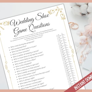 Wedding Shoe Game Questions, 128 Questions, the Wedding Shoe Printable ...