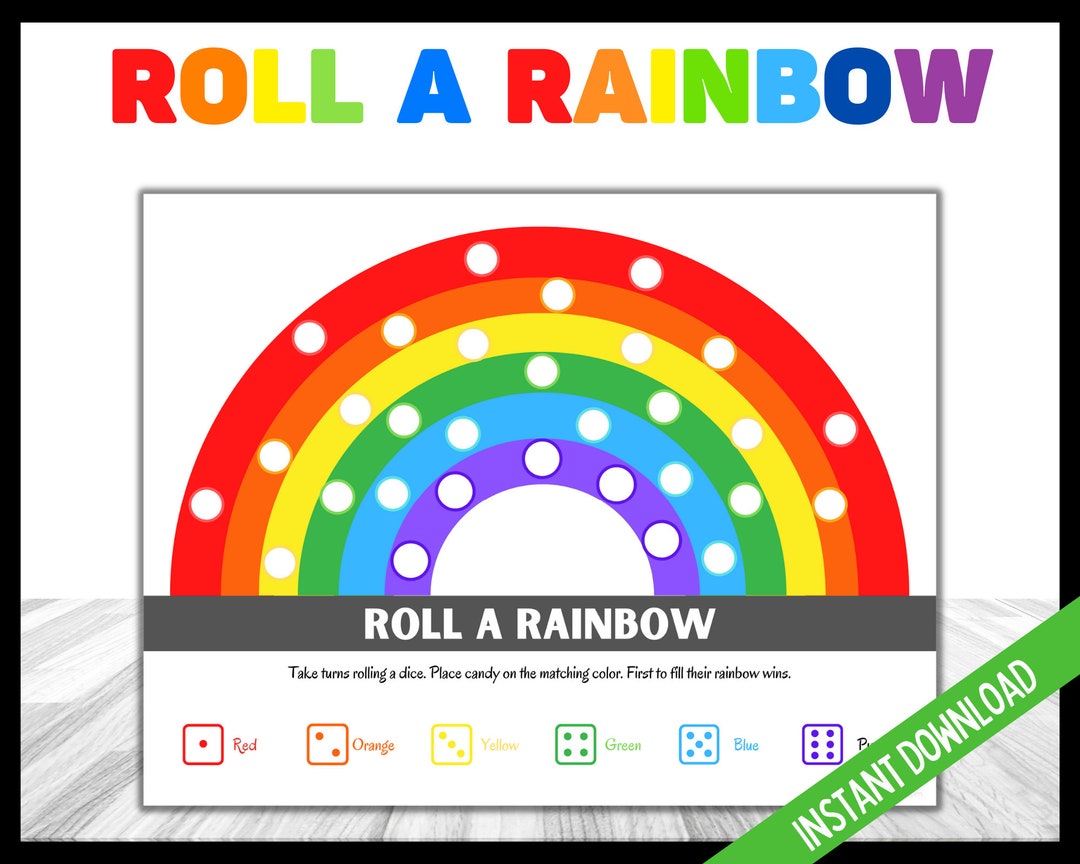 Kids Roll a Rainbow Game St Patrick's Day Kids Printable