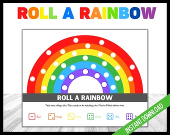Kids Roll a Rainbow Game, St Patrick's Day Kids Printable Games, Rainbow Game for Kids, Classroom Rainbow Activity, Kids Dice Game, St Paddy